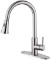 GUSITE Stainless Steel Pull Out Kitchen Faucet Single Handle Brushed Nickel with Deck Plate High Arc