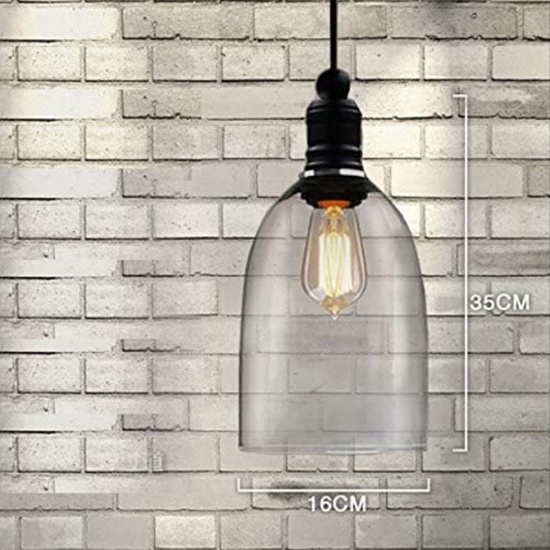 WINSOON Ecopower 1PC Light Vintage Hanging Big Bell Glass Shade Ceiling Lamp Pendent Fixture
