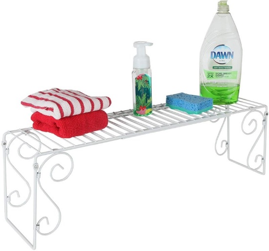 Trenton Gifts Kitchen Storage Sink Shelf Organizer Expandable Wire Rack White