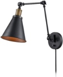 CLAXY Ecopower Vintage Style Swing Arm Wall Lamp Plug-in Wall Light (CAN BE PLUGGED OR HARDWIRED)