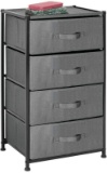 mDesign Vertical Furniture Storage Tower - Sturdy Steel Frame Easy Pull Fabric Bins - Organizer Unit