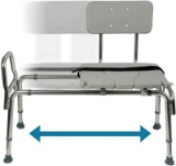 Tub Transfer Bench and Sliding Shower Chair Made of Heavy Duty Non Slip Aluminum Body and Seat with