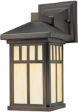 Westinghouse Lighting 6732800 Burnham One-Light Exterior Wall Lantern on Steel with Honey Art Glass