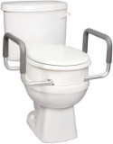 Carex 3.5 Inch Raised Toilet Seat with Arms - For Elongated Toilets - Elevated Toilet Riser with Rem