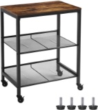 HOOBRO Serving Cart 3-Tier Kitchen Utility Cart on Wheels Storage Shelves with Adjustable Feet Indus