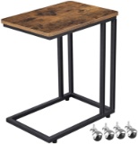 VASAGLE Industrial Side Table Mobile Snack Table for Coffee Laptop Tablet Slides Next to Sofa Couch