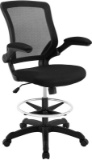 Modway Veer Drafting Chair - Reception Desk Chair - Flip-Up Arm Drafting Chair in Black