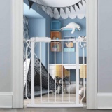 Fairy Baby Narrow Baby Gate with Door Auto Close Walk Through Safety Gates Pressure Mounted for Stai