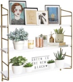 Gold Wall Shelf Modern White Floating Shelves Bathroom 3 Tier Mounted Shelving Bedroom 24 Inch