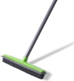 Push Broom - Soft Bristle 59'' Rubber Broom Carpet Sweeper with Squeegee Adjustable Long Handle Remo