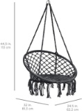 Handwoven Cotton Macrame Hammock Hanging Chair Swing for Indoor & Outdoor Use - Black