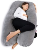 Pregnancy Pillow U Shaped Pregnancy Body Pillow with Zipper Removable Cover (Gray- Velvet)