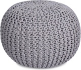 Round Pouf Foot Stool Ottoman - Knit Bean Bag Floor Chair - Cotton Braided Cord - Great for The Livi