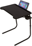 Table Mate Ultra Folding TV Tray Table and Cup Holder Adjustable to 6 Heights and 3 Angles with Devi
