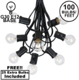 G30 Patio String Lights with 125 Globe Bulbs - Garden Hanging String Lights - Vintage Backyard Patio