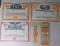 LOT OF 4 VINTAGE STOCKS & BOND CERTIFICATES ~ TOBACCO ~ AIRLINES ~ REFINING ~ FRAM