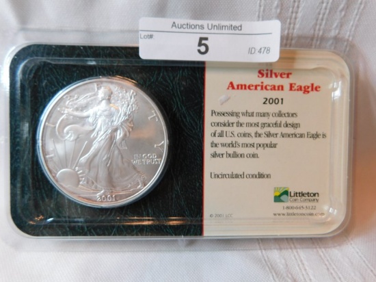 2001 AMERICAN EAGLE SILVER DOLLAR SEALED UNCIRCULATED