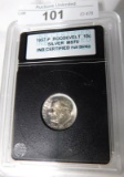 1957P ROOSEVELT SILVER DIME ~ MS70 ~ SLAB