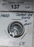 1943D STEEL PENNY ~ DOUBLE DATE ~ MS68