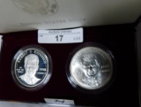 1998 ROBERT KENNEDY SILVER DOLLAR SET (2) ~ PROOFS ~ PRESENTATION BOX ~ COA