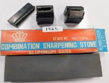 MISC. LOT OF GUN ACCESSORIES ~ SHARPENING STONE ~ GUN CLIP ~ 2 RUGER 10-22 CAPACITY MAG