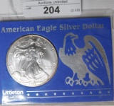 1997 AMERICAN EAGLE SILVER DOLLAR ~ CARDED ~ LITTLETON COIN COMPANY