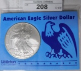 1998 AMERICAN EAGLE SILVER DOLLAR ~ CARDED ~ LITTLETON COIN COMPANY