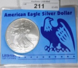 1998 AMERICAN EAGLE SILVER DOLLAR ~ CARDED ~ LITTLETON COIN COMPANY