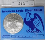 1998 AMERICAN EAGLE SILVER DOLLAR ~ CARDED ~ LITTLETON COIN COMPANY