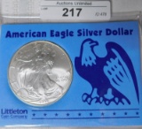 1998 AMERICAN EAGLE SILVER DOLLAR ~ CARDED ~ LITTLETON COIN COMPANY