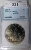 1986P STATUE OF LIBERTY SILVER DOLLAR ~ MS70 ~ SLAB