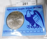 1996 AMERICAN SILVER EAGLE DOLLAR ~ CARDED ~ LITTLETON COIN COMPANY