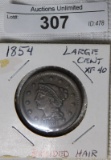 1854 LARGE CENT ~ BRAIDED HAIR ~ SG ~ XT40
