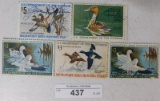 LOT OF 5 DUCK HUNTING STAMPS