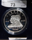 2003 ORVILLE & WILBUR WRIGHT FIRST FLIGHT SILVER DOLLAR ~ PROOF ~ PRESENTATION BOX ~ COA