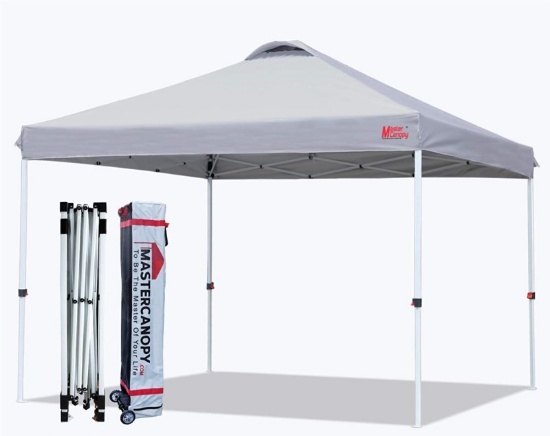 MASTERCANOPY POP-UP CANOPY TENT COMMERCIAL INSTANT CANOPY WITH WHEELED BAG CANOPY SANDBAGS x 4 TENT