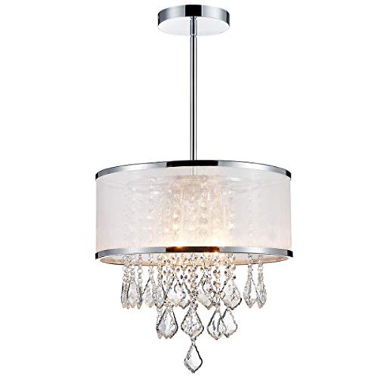 ANJIADENGSHI Modern K9 Crystal Raindrop Chandelier Lighting Drum LED Ceiling Light Fixture Pendant L