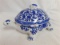 BLUE & WHITE PORCELAIN COVERED TURTLE DISH 15