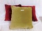 3 DECORATIVE THROW PILLOWS 2 RED & 1 SPICE