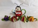 LADY BUG TEAPOT & 4 MINI TEAPOTS