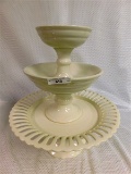 LOT OF 2 pcs. FOOTED CAKE PLATE & 2 TIER FOOTED PETITFORE DISH