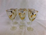 SET OF 6 GOLD LEAF ETCHED STEMWARE