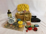 SEWING BOX W/CONTENTS & MISC. ITEMS