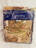 NEW IN PACKAGE TAPESTRY AUBUSSON STYLE FULL SIZE COVERLET & 2 SHAMS