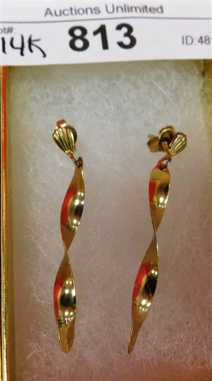 14K GOLD TWISTED DANGLE  EARRINGS