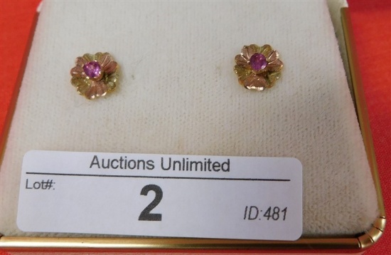 BLACK HILLS GOLD JACKETS WITH 1/4 CT TW RUBY  STUDS