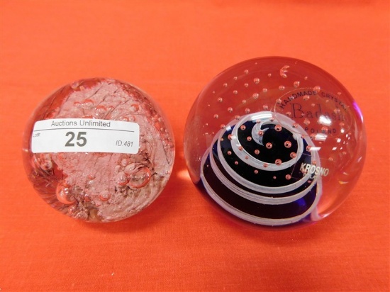 LOT OF 2 ART GLASS PAPERWEIGHTS