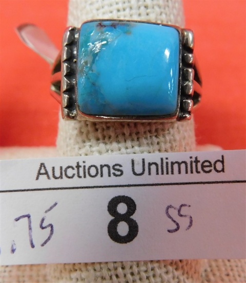 TURQUOISE IN STERLING RING SIZE 8.75