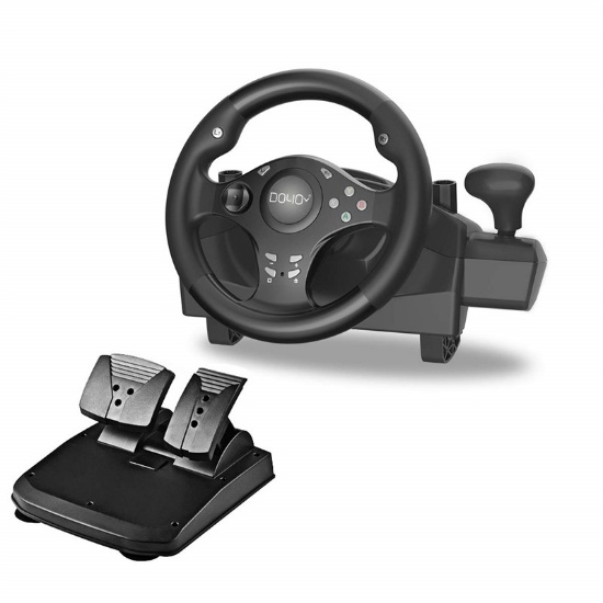 DOYO 270 Degree Motor Vibration Driving Gaming Racing Wheel with Responsive Gear and Pedals for PC/P