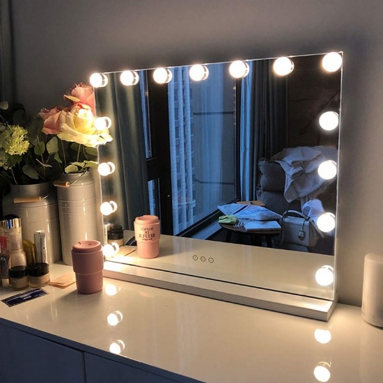 FENCHILIN Large Vanity Mirror with Lights Hollywood Lighted Makeup Mirror with 15 Dimmable LED Bulbs